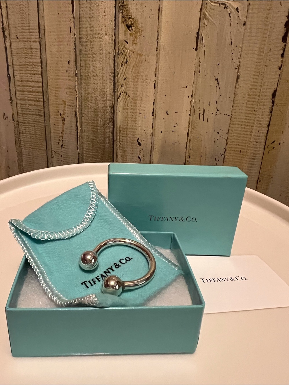 2001 Tiffany & Co. Sterling Silver 925 Horseshoe Screwball Key Ring with Box